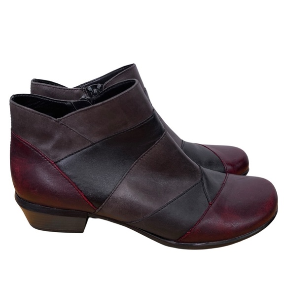 Remonte Ankle Booties Boots Womens 39 Brown Red Black Colourblock Leather Fall - Picture 2 of 12